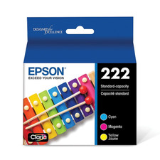 Epson 222 Cyan Magenta Yellow Ink Cartridges, Tri-Colors 3 Pack XP-5200 WF-2960