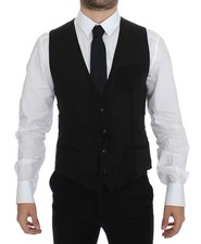 DOLCE & GABBANA Vest Black Wool Formal Dress Gilet Jacket IT46/ US36 /S RRP $560