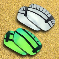 US 2 Pairs Polarized Replacement Lens for-Oakley Fuel Cell-Silver Green Mirror