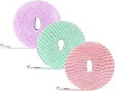 3 Pack Adjustable Clothes line,Windproof Clothesline with Hooks 5 m/197 in 