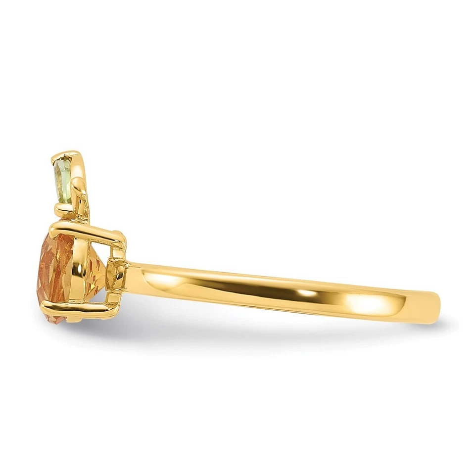 Anillo de oro amarillo de 14k 0,87 quilates citrino y peridoto naranja para mujer talla 7 Foto 3 de 4