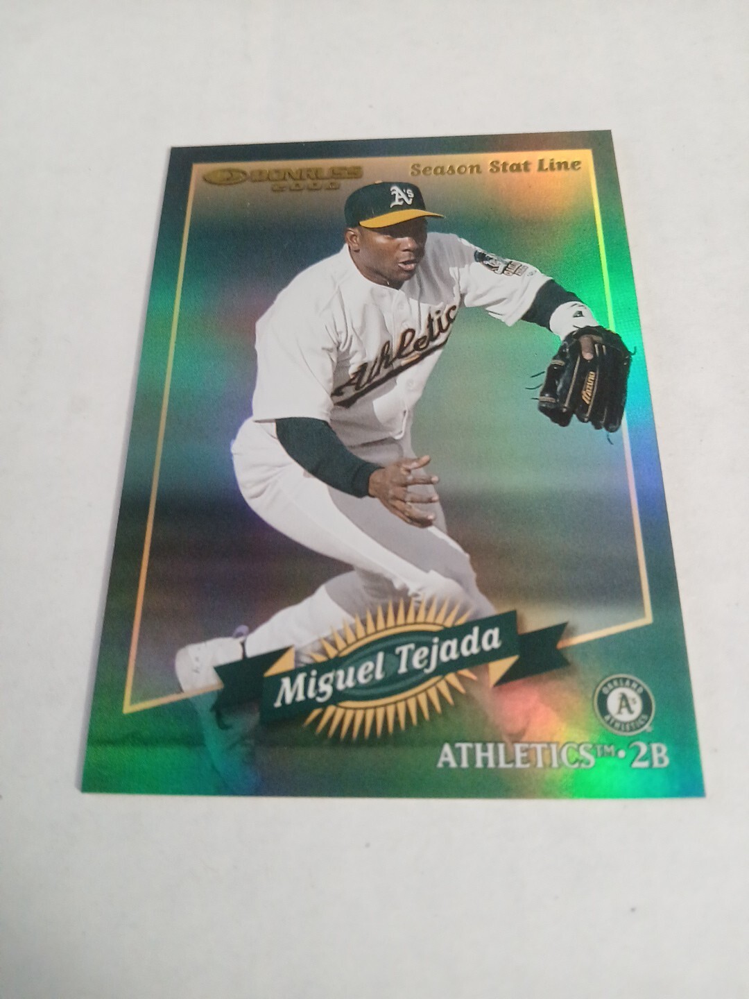 2001 DONRUSS RETRO 2000 SEASON STAT LINE MIGUEL TEJADA #38  ATHLETICS #34/93