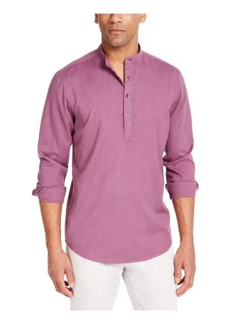 Inc Mens Popover Shirt Rose Plum Purple 