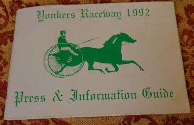 Vtg Yonkers Raceway 1992 Press Information Guide trotting pacing horse racing