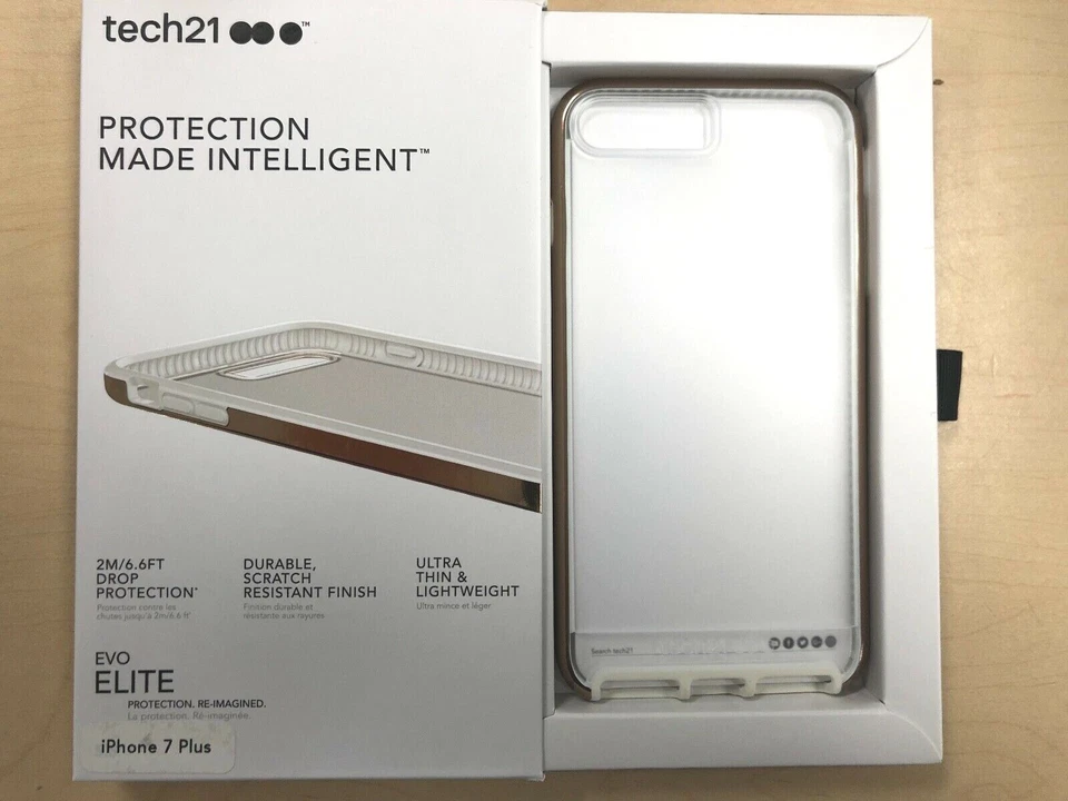 Tech21 EVO ELITE Case for iPhone 7 Plus / 8 Plus in Clear Frost with Gold Trim - Image 3 of 3