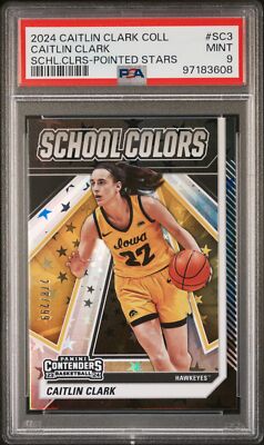 シガレットカード・クリケッターズ PSA 9 Caitlin Clark School Colors Pointed Stars /299 #SC3 Panini