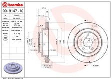 2 x BREMBO 09.9147.10 Bremsscheibe für SUBARU