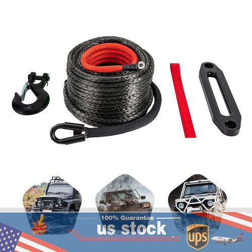 Synthetic Winch Line Cable Rope With Sleeve + Winch Hook 1/2"x92ft For ATV UTV - Picture 10 of 44