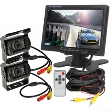7" Rear View Monitor with Night Vision Waterproof 2X Back up Camera RV Truck Bus