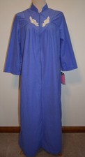 New Vtg Kelly Reed Nightgown Medium 3/4 Sleeve Zip Soft Purple Robe