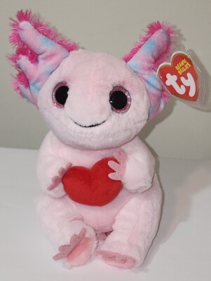 Ty Beanie Baby Bellies - LOCKY Valentines Day Axolotl NEW Stuffed