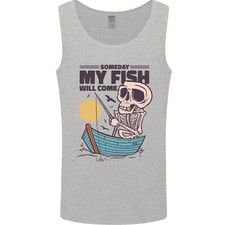 Fishing My Fish Will Come Funny Fisherman Mens Vest Tank Top
