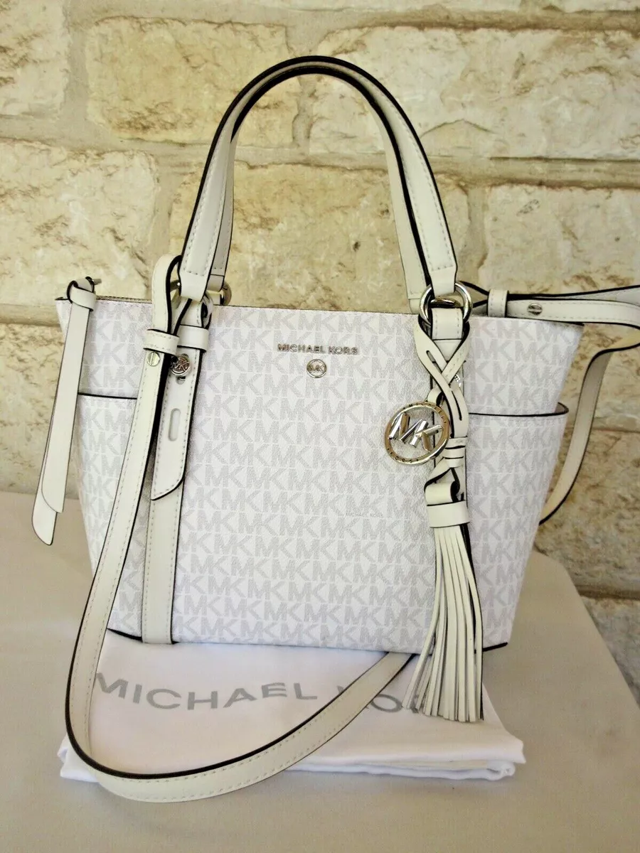 New Michael Kors Sullivan Small Signature Zip Crossbody Handbag Bright  White Ltd