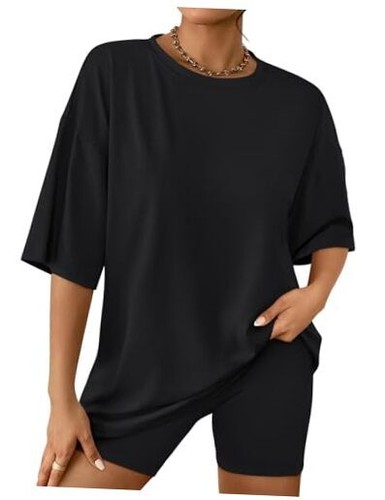 Womens 2 Piece Sets Summer Outfits 2024 Fashion Two Piece Lounge Large Black
