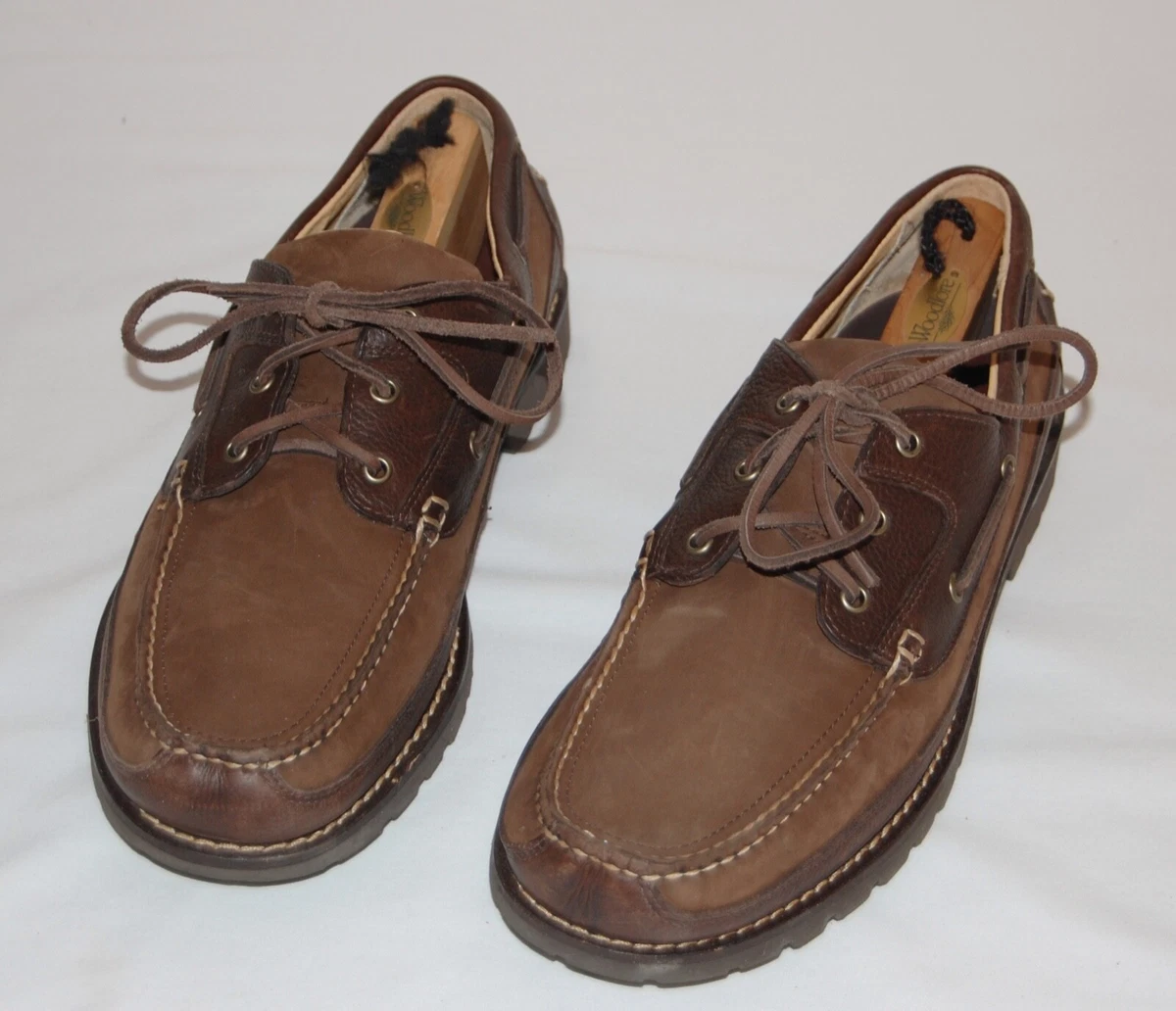 LL Bean Allagash Leather Oxford Loafer Shoes Handsewn Men 14 D
