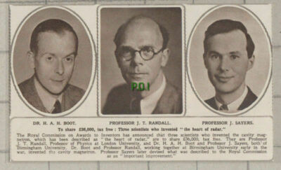 (C503) Prof J T Randall J Sayers Dr H A H Boot Scientist Radar  Magnetron  1949 