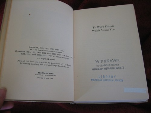 THE AUTOBIOGRAPHY OF WILL ROGERS HD 1949 SIGNED BY WILL ROGERS JR & DONALD DAY - Picture 9 of 11
