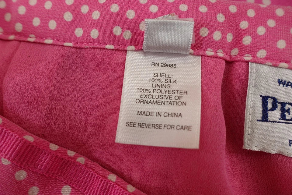 Pendelton Mujer Talla 8 Rosa Lunares 100% Seda Plisado Acento Una Línea Falda Nueva Foto 3 de 4