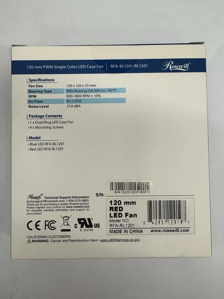 Roswell 120mm PWM LED Case Fan - Image 2 of 2