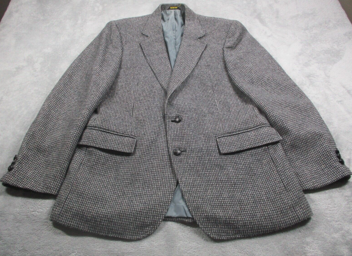 VINTAGE McGregor Jacket Mens 44 Large Gray Tweed Herringbone