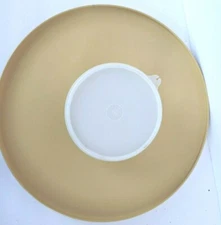 Vintage Tupperware Chip and Dip Yellow Gold Platter Serving Dish with Bowl Lid