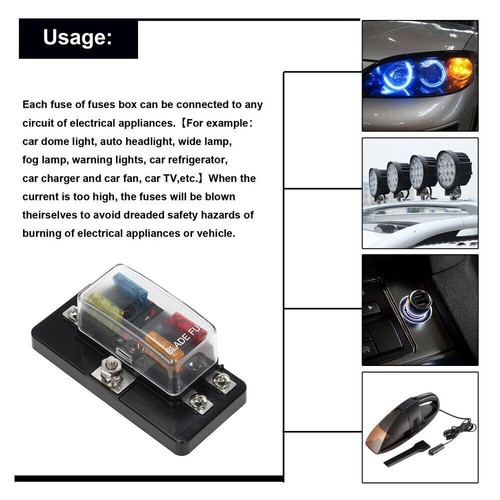 4 Ways Blade Fuse 12V 24V Car Boat Fuse Box Holder W/ Power Panel Board Camper - Picture 5 of 6