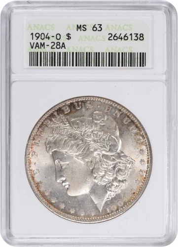 1904-O VAM 28A Morgan Silver Dollar MS63 ANACS