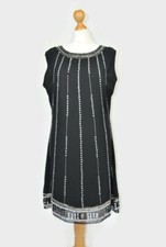 New Voulez Vous Black Sequin Shift Dress Party and Evening Wear Size 16