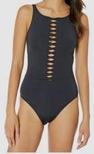  125 Bleu Rod Beattie Womens Black Twister One-Piece Swimsuit Swimwear Size 4