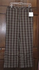 NWT SAG HARBOR Sport Dark Brown Plaid Pants Blue Tan Misses Women's Size 8