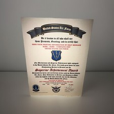 U.S. AIR FORCE - 3RD AIR DIVISION / SUPERIOR ACHIEVEMENT AWARD CERTIFICATE