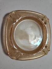 Amber Ashtray Four Holders 4 Inches By 4 Inches