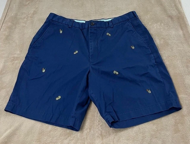 Brooks Brothers Shorts Mens 40 Navy Blue Pineapple Embroidery Chino good