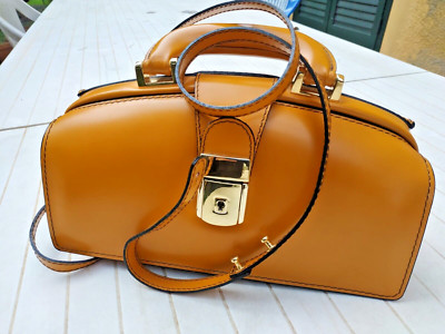 Borsa in pelle Pratesi, stile valigetta da medico, retro e sofisticata 