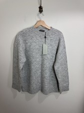 Image of Mint Velvet Longline Grey Jumper Size S Crew Neck Wool Alpaca RRP £110
