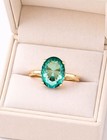 LAB CREATED 5.25 Cts TOURMALINE SOLITAIRE RING SOLID 10k GOLD - New With Tag — photo 3