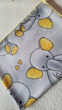 New Fleece Yellow Elephant Print Baby Blanket w/Crochet Edge Approx 30"x 36"