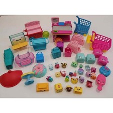 Shopkins Mixed Lot of 45 Miniature Items Characters Accessories Bags Food Carts