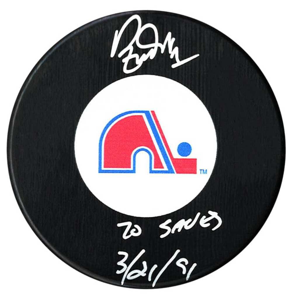 Ron Tugnutt Autographed Quebec Nordiques 70 Save Game Inscribed Puck No Tariffs