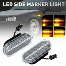 Fit Jetta MK4 VW Passat Golf Front Dynamic Clear LED Fender Side Marker Light 2X