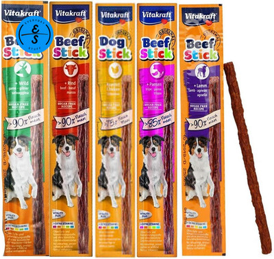 *NEU* KISTE MIT 50 GEMISCHTEN VITAKRAFT HUNDE RIND STICKS 5 GESCHMACKSRICHTUNGEN WEICH...
