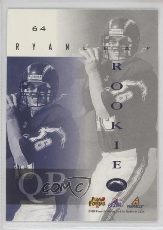 1998 Pinnacle Mint Collection Ryan Leaf #64 Rookie RC - Image 2 of 2