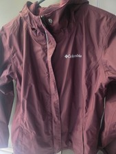 Columbia Omni Tech Rain Jacket Hooded Youth L 14-16 Burgandy Lightweight