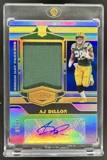 2020 Panini Plates & Patches AJ Dillon Rookie Patch Auto Blue RC #/50 Packers