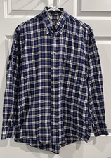 Vintage BURBERRY Blue Plaid Long Sleeve Button Up Shirt Size S Made In USA