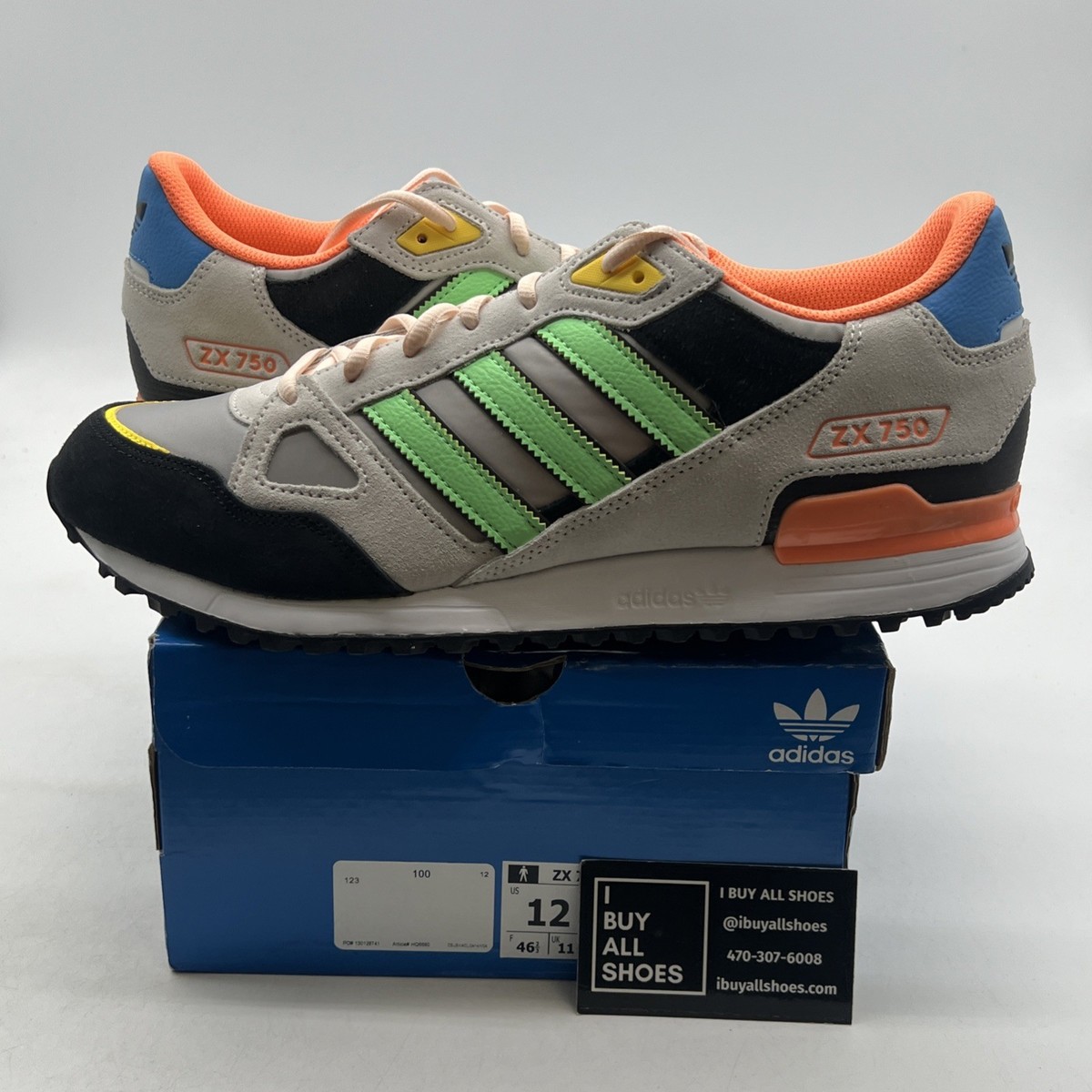 Size 12 - Adidas ZX 750 White Beam Green Orange for sale online | eBay