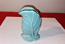 Vintage Royal Haeger Turquoise Blue Leaf Vase, No Label