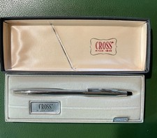 Cross Classic Century Lustrous Chrome Ballpoint Pen, Model 3502 Blue USA MADE