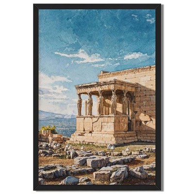 Ancient Greek Temple Framed Canvas Print Classic Architecture Wall Art Decor