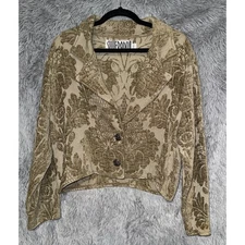 Vintage Silverado Floral Brocade Jacquard Button Up Cropped Jacket Blazer XS